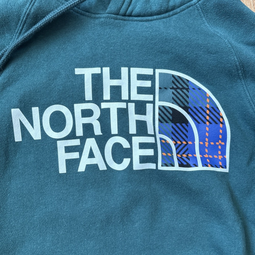 The North Face Hoodie Womens Small Green Logo Graphic Pullover Sweatshirt - Picture 2 of 7